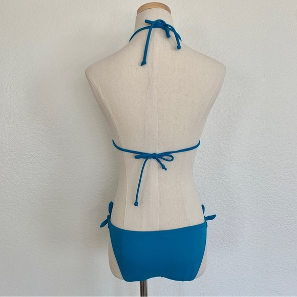 NWOT VS Blue Rhinestone Crystal Dot Triangle Bikini Side-Tie Bottoms Swim Set - Picture 6 of 14